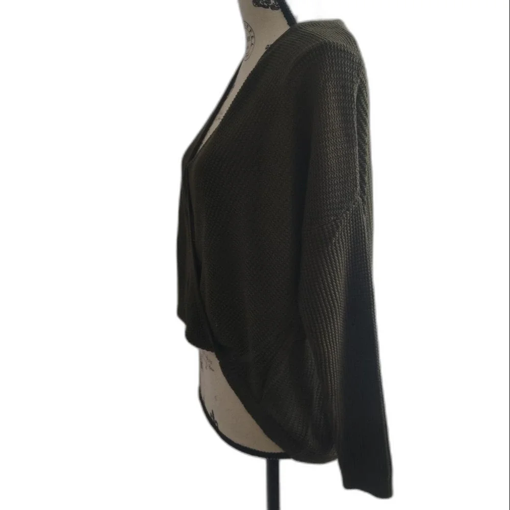 NY&Co. Soho Jeans Olive Green Women's Oversized Cable Knit Cardigan Sweater_XS